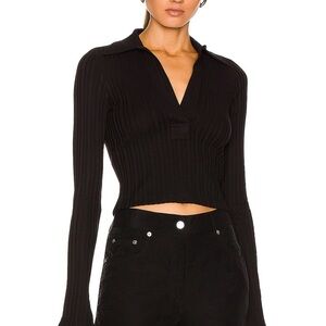 Helmut Lang Long Sleeve Crop Polo Top